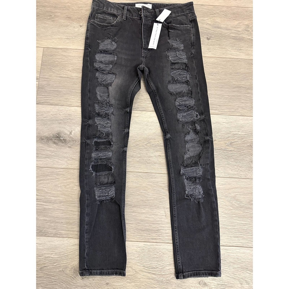 TOPMAN Stretch Skinny Jeans In Black - Picture 6 of 13